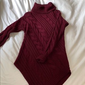 Burgundy turtleneck tunic